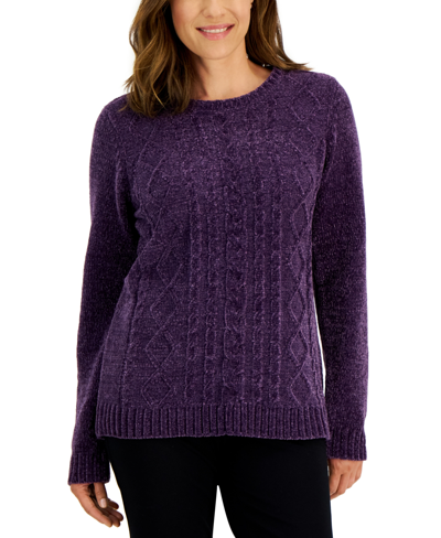 Karen Scott Women's Cable-knit Sweater, Created For Macy's In Purple Dynasty