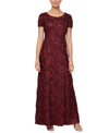 Alex Evenings Rosette A-line Gown In Merlot