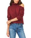 1.state Cold-shoulder Cuffed Turtleneck Sweater In Windsor Wine