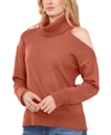 1.state Cut Out Shoulder Turtleneck Smog Yarn Sweater In Terra Earth