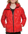 Karl Lagerfeld Women's Hooded Down Puffer Coat In Scarlet