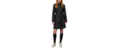 Rains Women's Curve Hooded Belted Waterproof Raincoat In Black