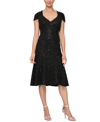 Alex Evenings Women's Sequined Lace Fit & Flare Dress In Black