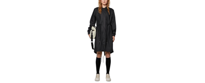 Rains Women's String Hooded Drawstring-waist Parka In Black