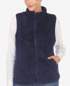 White Mark Women's Zip Up Sherpa Vest In Navy
