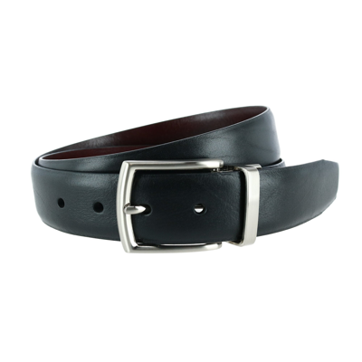 Trafalgar Filippo 35mm Reversible Italian Pebble Leather Belt In Black