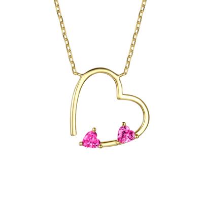 Rachel Glauber Rg 14k Gold Plated With Pink Diamond Cubic Zirconia Open Heart Layering Necklace