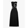 Simkhai Slim-fit Pearlescent-embellished Woven Midi Dress In Black
