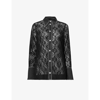 Ganni Lace-panel Recycled Polyester And Cotton-blend Shirt In Black