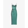 House Of Cb Charmaine Corset Satin Maxi Dress In Pine