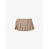 Miu Miu Pleated Tartan-wool Mini Skirt In Cacao