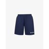 Sporty And Rich Serif Logo-print High-rise Cotton-jersey Shorts In Navy White