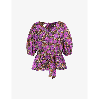 Aligne Guava Floral-print Organic Cotton-blend Top In Orchid Floral