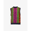 Agr Neon Cable Jacquard Wool Knit Vest In Multi