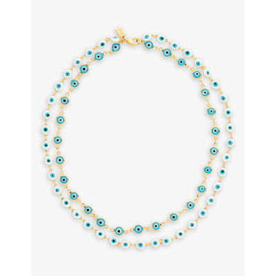 Crystal Haze Nazar Evil Eye 18ct Yellow Gold-plated Brass Necklace In Blue/gold