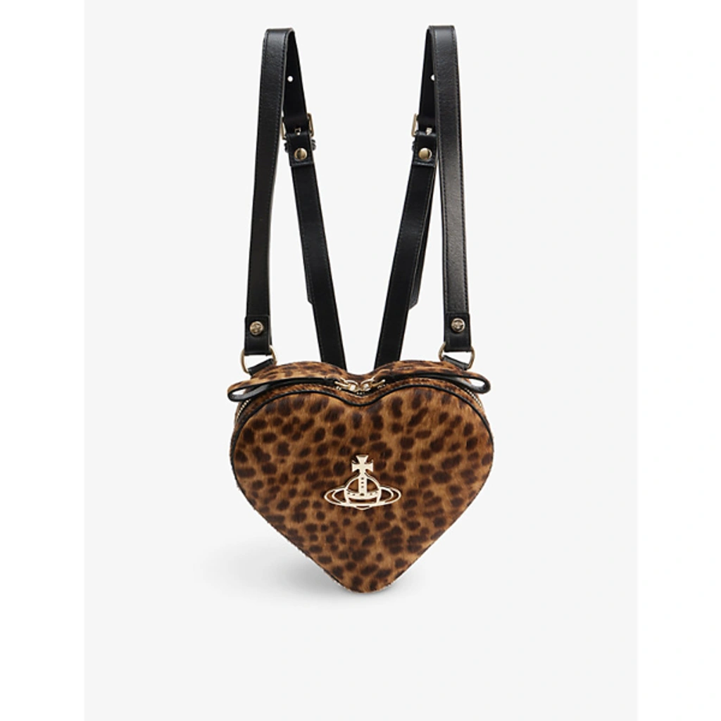 Vivienne Westwood Ella Heart-shaped Leather Backpack In  display picture 3