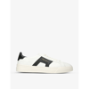 Santoni Double Buckle Leather Low-top Trainers In White/black
