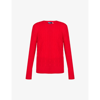 POLO RALPH LAUREN POLO RALPH LAUREN MENS RL RED CABLE-KNIT RELAXED-FIT CASHMERE JUMPER,58705873