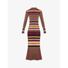 BRØGGER OLIVIA STRIPED STRETCH-KNIT MIDI DRESS