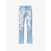 DUE DILIGENCE GRAPHIC-PRINT MID-RISE TAPERED-LEG JEANS