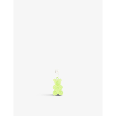 Crystal Haze Gummy Bear Silver-plated Brass Pendant In Lime/silver