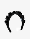 Prada Floral-embellished Recycled-polyamide Headband In Nero