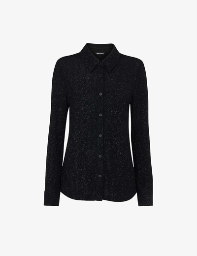 Whistles Grace Sparkle-detail Woven Shirt In Black