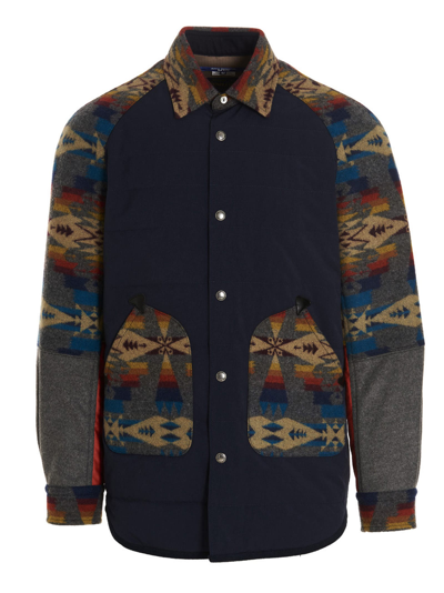 Junya Watanabe Knit-panelled Shirt Jacket In Multicolor