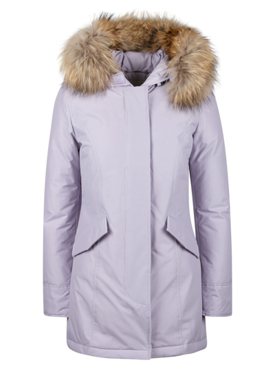 Woolrich Arctic Raccoon Parka In Lilac Dawn