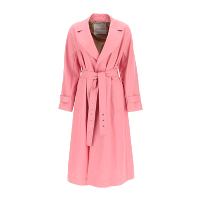Max Mara Cotton Trench Coat In Pink