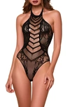 HAUTY HALTER NECK HOSIERY TEDDY