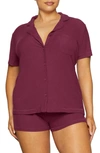 Skims Soft Lounge Ribbed Short Pajamas In Wine