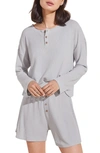 Eberjey Cozy Waffle Short Pajamas In Grey Stone