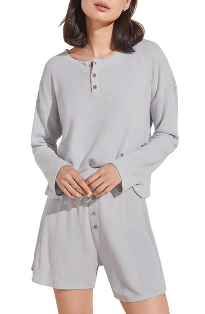 Eberjey Cozy Waffle Short Pajamas In Grey Stone