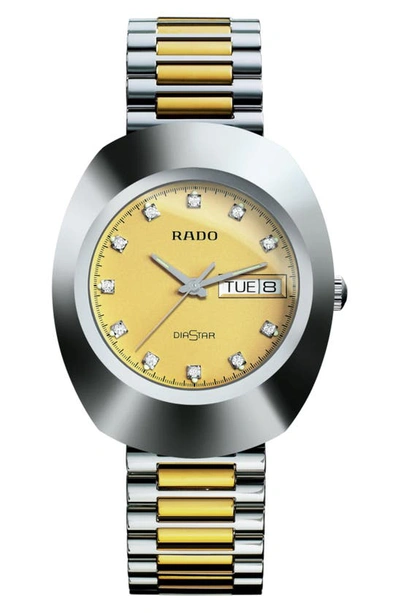 Rado Original Men's Two-tone Stainless Steel Bracelet Watch 35mm In Gold