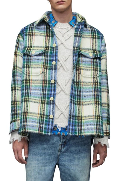 Allsaints Yonkers Plaid Shirt Jacket In Ecru