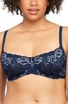 Montelle Intimates Flirt Lace Underwire Demi Bra In Gemstone Blue/ Heaven