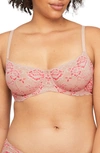 Montelle Intimates Flirt Lace Underwire Demi Bra In Rose Dust/ Raspberry