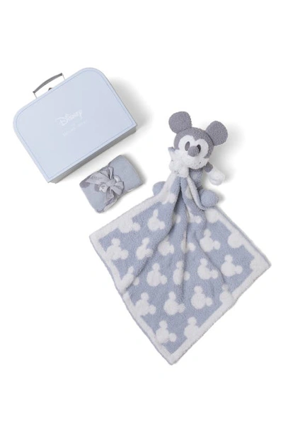 Barefoot Dreams Babies' X Disney® Mickey Mouse Cozychic Ultra Lite™ Bodysuit, Blanket Buddy & Keepsake Luggage Box Set In Ocean Multi