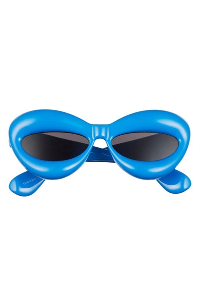 Loewe 55mm Cat Eye Sunglasses In Shiny Blue / Smoke