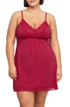 Montelle Intimates Lace Trim Full Bust Support Chemise In Raspberry