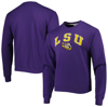 League Collegiate Wear Purple Lsu Tigers 1965 Arch Essential Fleece Crewneck Pullover Sweatshirt In Purple