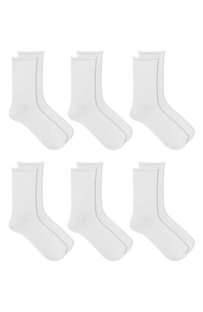 K. Bell Socks 6-pack Rib Crew Socks In White