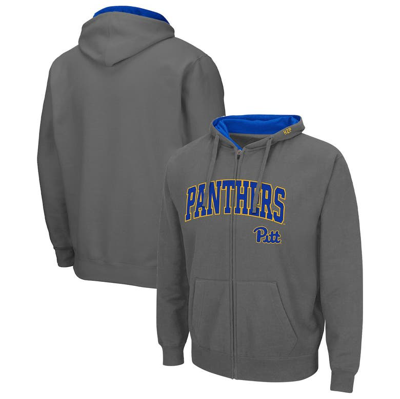 Colosseum Charcoal Pitt Panthers Arch & Team Logo 3.0 Full-zip Hoodie