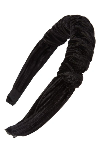 Tasha Knotted Velvet Headband In Black