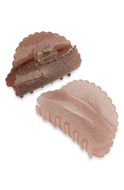 Tasha Assorted 2-pack Glitter Jaw Clips In Pink Taupe