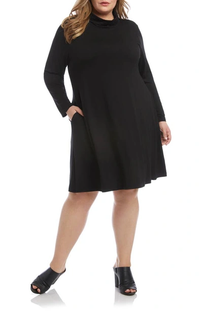 Karen Kane Quinn Turtleneck Long Sleeve Dress In Black