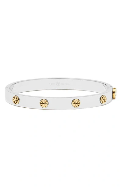 Tory Burch Miller Stud Hinge Bracelet In Silver Gold