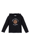 MILES THE LABEL KIDS' BASKETBALL STRETCH ORGANIC COTTON GRAPHIC HOODIE