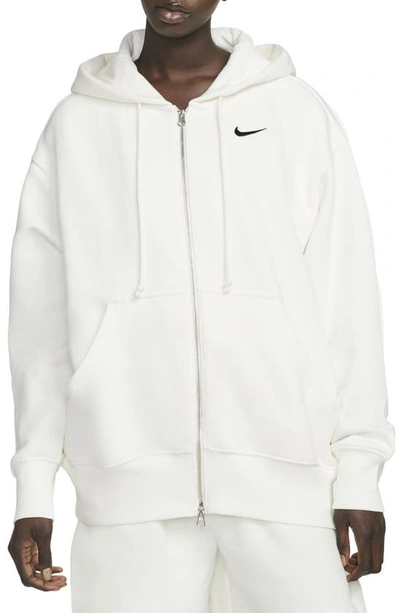 Nike Women's  Sportswear Phoenix Fleece Oversized Full-zip Hoodie In White